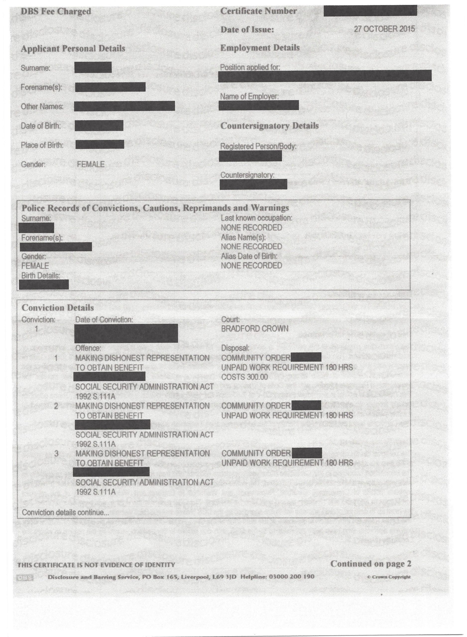 First Enhanced Certificate page 1